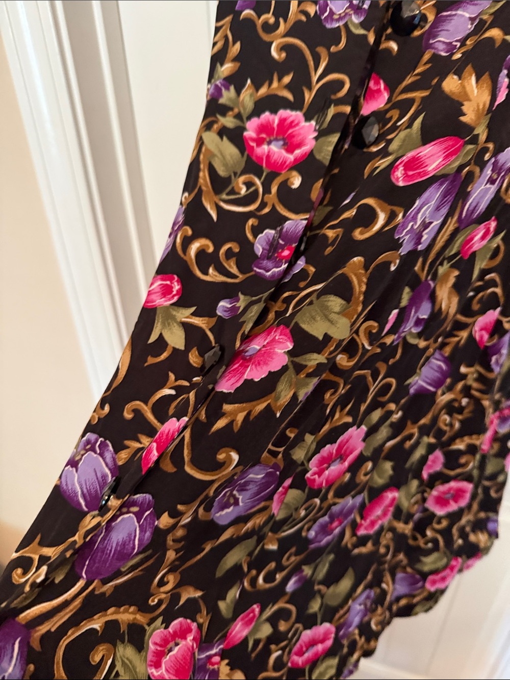 Oni Blair Black Floral Mini Dress with Pink & Purple Blooms - Picture 2 of 3